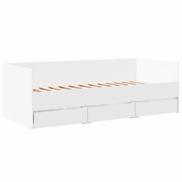 Tagesbett mit Schubladen Weiß 100x200 cm Holzwerkstoff