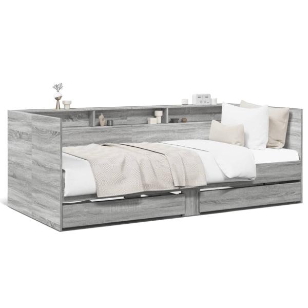 ARDEBO.de - Tagesbett mit Schubladen Grau Sonoma 90x190 cm Holzwerkstoff