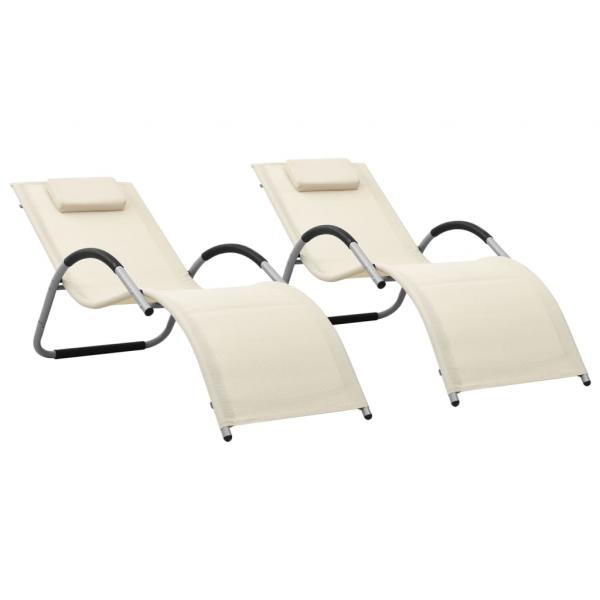 ARDEBO.de - Sonnenliegen Textilene 2 Stk. Creme und Grau 