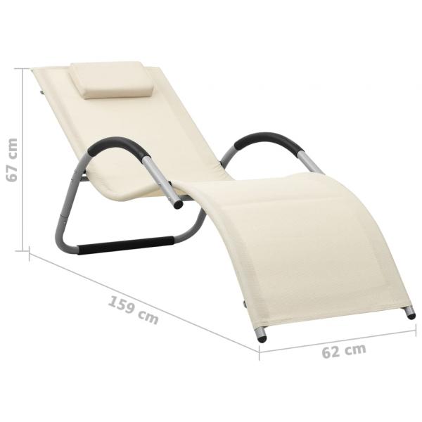 Sonnenliegen Textilene 2 Stk. Creme und Grau 