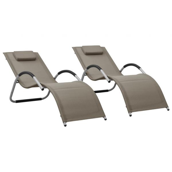 ARDEBO.de - Sonnenliegen Textilene 2 Stk. Taupe und Grau 