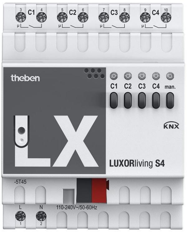 ARDEBO.de Theben LUXORliving S4 Schaltaktor 4-fach, REG/DIN-Schiene, Smart Home 4800420