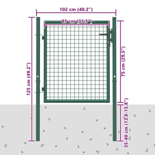 Zauntor Stahl 100 x 75 cm Grün