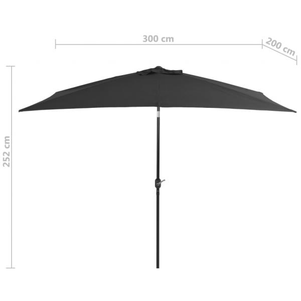 Sonnenschirm mit Metall-Mast 300 x 200 cm Anthrazit