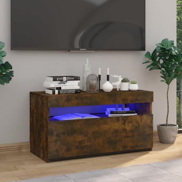 ARDEBO.de - TV-Schrank mit LED-Leuchten Räuchereiche 75x35x40 cm 