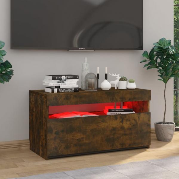 TV-Schrank mit LED-Leuchten Räuchereiche 75x35x40 cm 