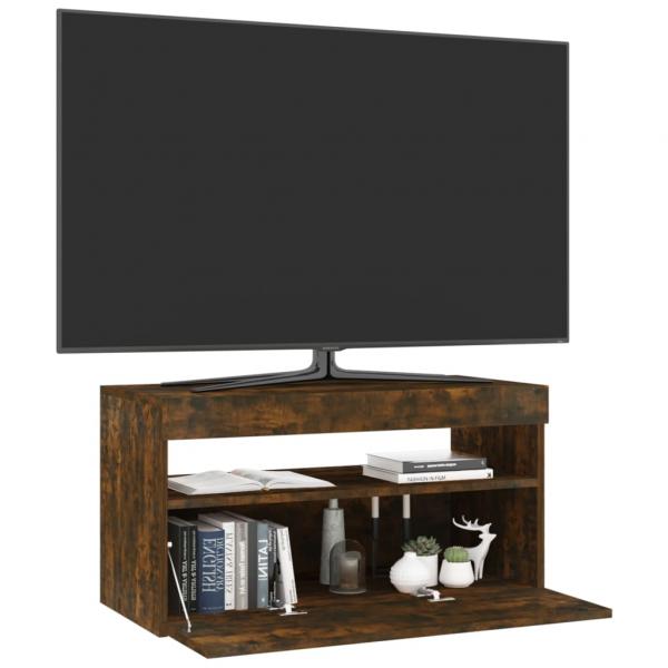 TV-Schrank mit LED-Leuchten Räuchereiche 75x35x40 cm 
