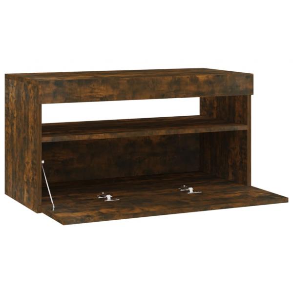 TV-Schrank mit LED-Leuchten Räuchereiche 75x35x40 cm 