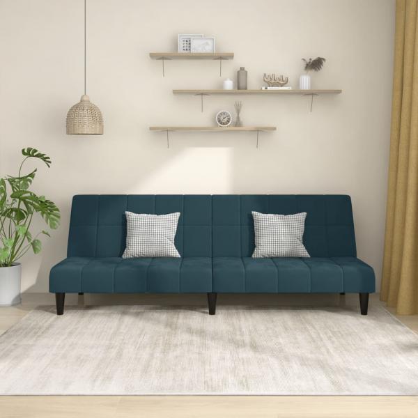 ARDEBO.de - Schlafsofa 2-Sitzer Blau Samt