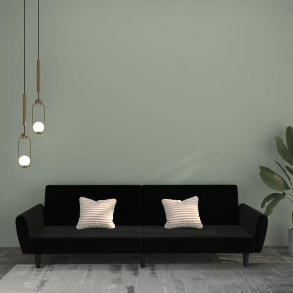 ARDEBO.de - Schlafsofa 2-Sitzer Schwarz Samt