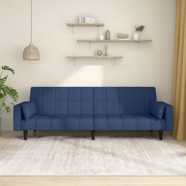 ARDEBO.de - Schlafsofa 2-Sitzer mit 2 Kissen Blau Stoff