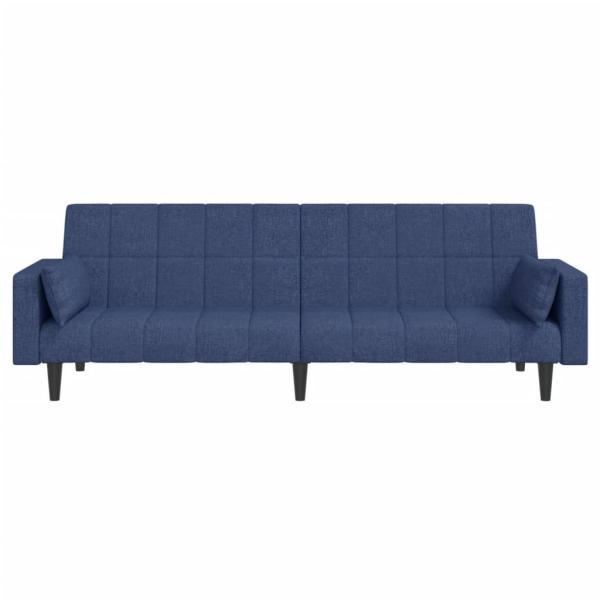 Schlafsofa 2-Sitzer mit 2 Kissen Blau Stoff