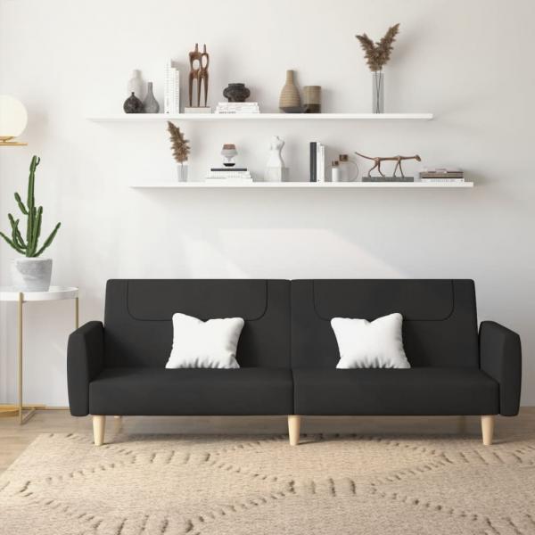 ARDEBO.de - Schlafsofa 2-Sitzer Schwarz Stoff