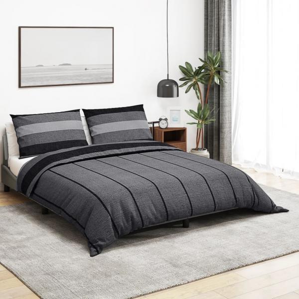 ARDEBO.de - Bettwäsche-Set Dunkelgrau 200x220 cm Baumwolle