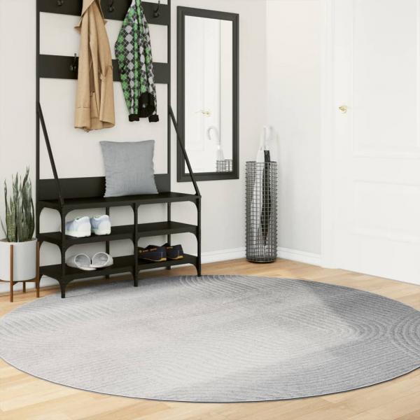 ARDEBO.de - Teppich IZA Kurzflor Skandinavischer Look Grau Ø 200 cm