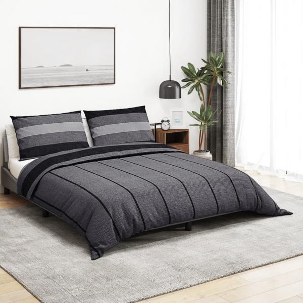 ARDEBO.de - Bettwäsche-Set Dunkelgrau 155x220 cm Baumwolle