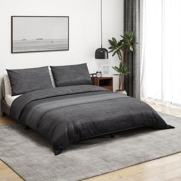 ARDEBO.de - Bettwäsche-Set Dunkelgrau 200x200 cm Baumwolle