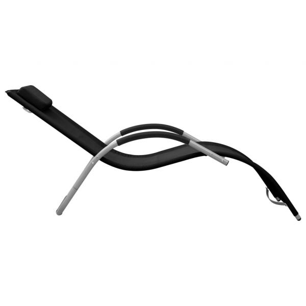 Sonnenliegen Textilene 2 Stk. Schwarz und Grau 