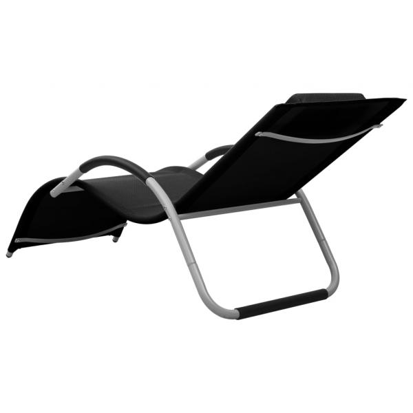 Sonnenliegen Textilene 2 Stk. Schwarz und Grau 
