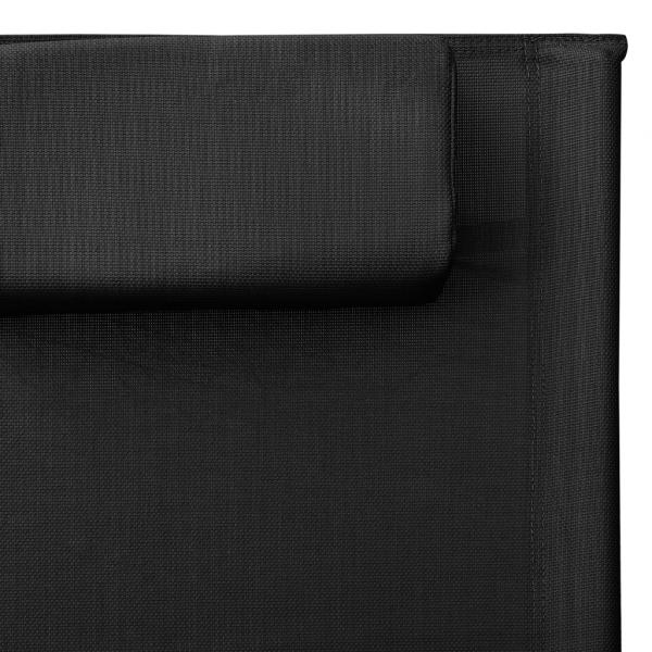 Sonnenliegen Textilene 2 Stk. Schwarz und Grau 