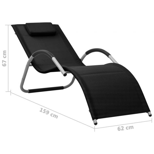 Sonnenliegen Textilene 2 Stk. Schwarz und Grau 