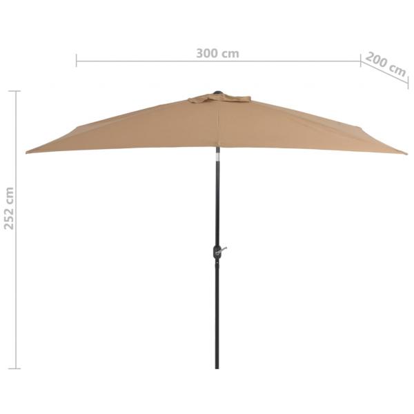 Sonnenschirm mit Metall-Mast 300 x 200 cm Taupe
