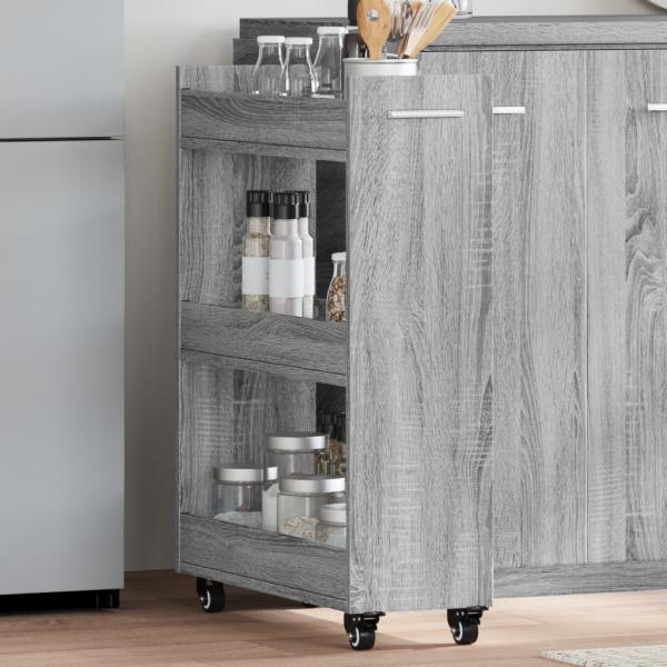 ARDEBO.de - Schrank mit Rollen Grau Sonoma 60x22x79 cm Holzwerkstoff