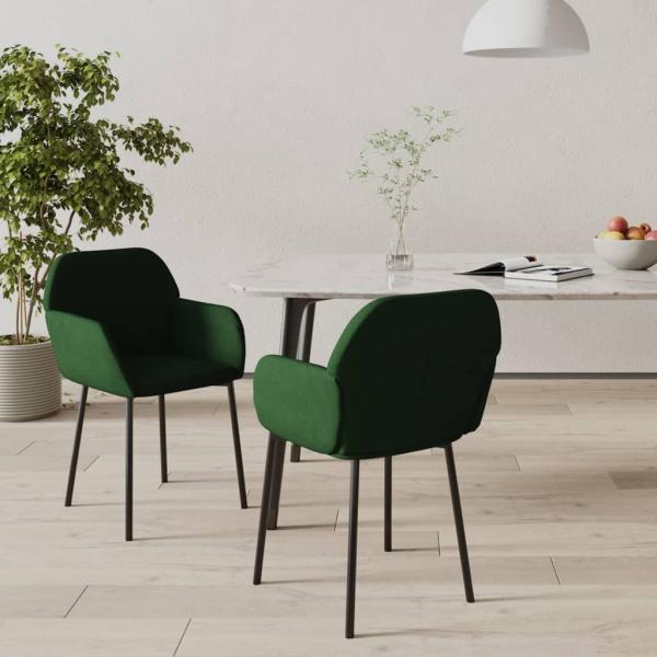 ARDEBO.de - Esszimmerstühle 2 Stk. Dunkelgrün Samt