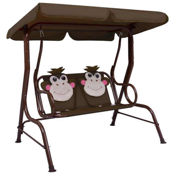 ARDEBO.de - Kinder-Hollywoodschaukel Braun 115×75×110 cm Stoff