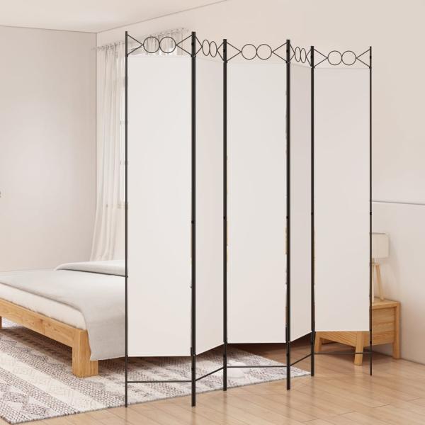 ARDEBO.de -  5-tlg. Paravent Weiß 200x220 cm Stoff
