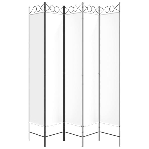  5-tlg. Paravent Weiß 200x220 cm Stoff