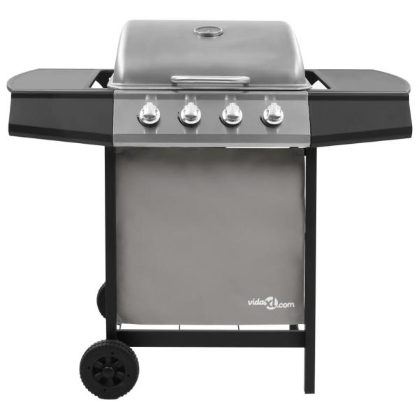 Gasgrill mit 4 Flammen Schwarz und Silbern