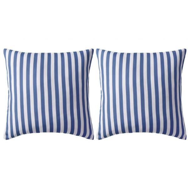 ARDEBO.de - Gartenkissen 2 Stk. Streifenmuster 45 x 45 cm Marineblau