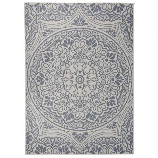 ARDEBO.de - Outdoor-Teppich Flachgewebe 200x280 cm Blaues Muster