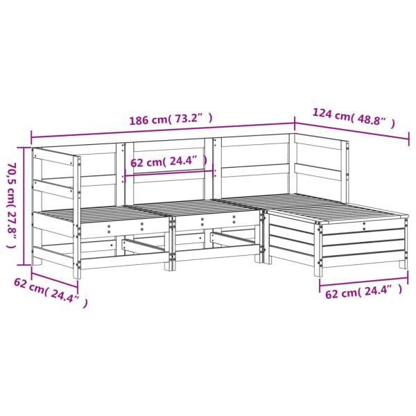 4-tlg. Garten-Sofagarnitur Kiefernholz Imprägniert