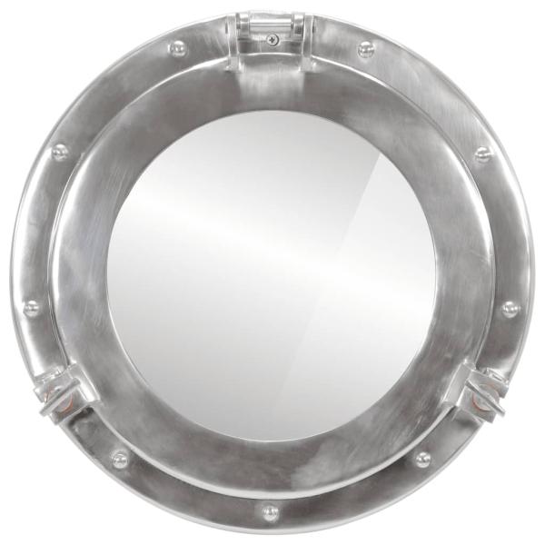 Bullaugen-Spiegel Wandmontage Ø38 cm Aluminium und Glas