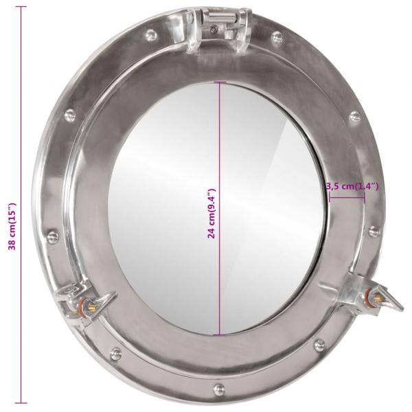 Bullaugen-Spiegel Wandmontage Ø38 cm Aluminium und Glas