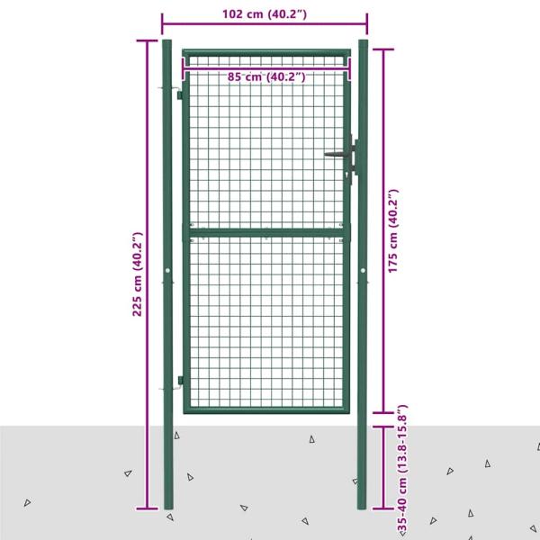 Zauntor Stahl 100x175 cm Grün