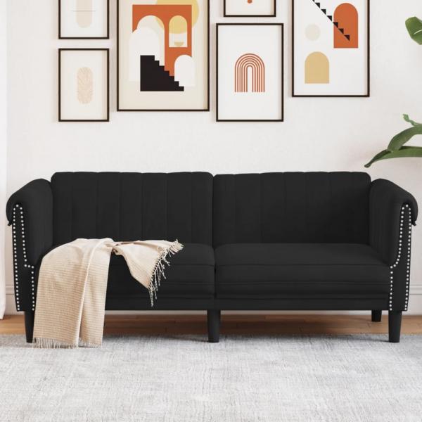 ARDEBO.de - Sofa 2-Sitzer Schwarz Samt