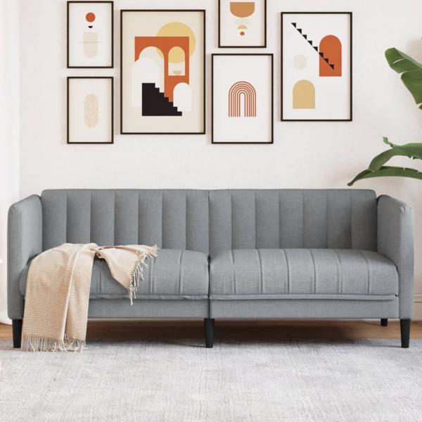 ARDEBO.de - Sofa 2-Sitzer Hellgrau Stoff