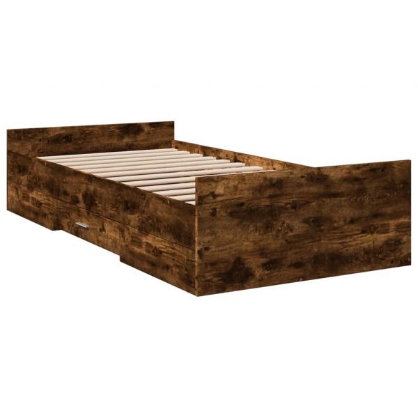 Bettgestell mit Schubladen Räuchereiche 100x200cm Holzwerkstoff