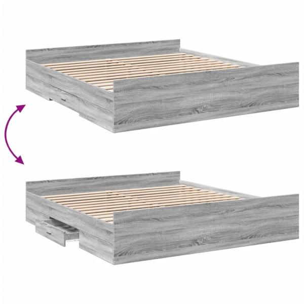 Bettgestell mit Schubladen Grau Sonoma 180x200cm Holzwerkstoff