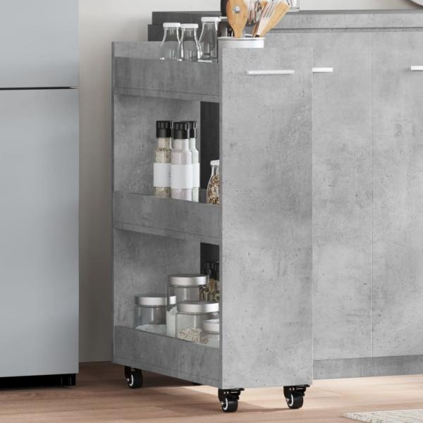 ARDEBO.de - Schrank mit Rollen Betongrau 60x22x79 cm Holzwerkstoff