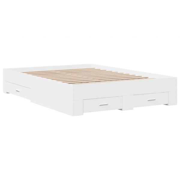 Bettgestell mit Schubladen Weiß 135 x 190 cm Holzwerkstoff