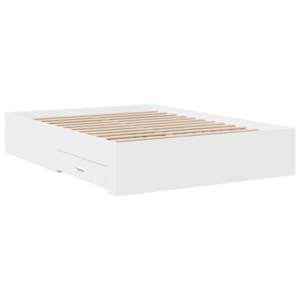 Bettgestell mit Schubladen Weiß 135 x 190 cm Holzwerkstoff