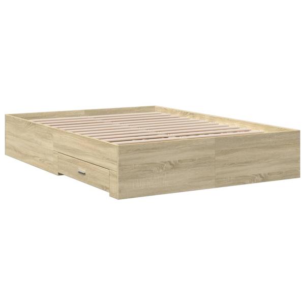 Bettgestell mit Schubladen Sonoma-Eiche 135x190cm Holzwerkstoff