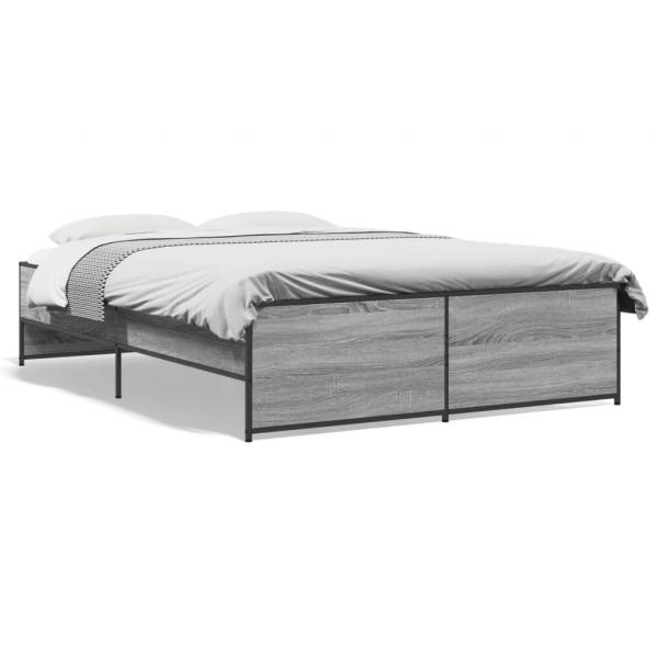 ARDEBO.de - Bettgestell Grau Sonoma 135x190 cm Holzwerkstoff und Metall