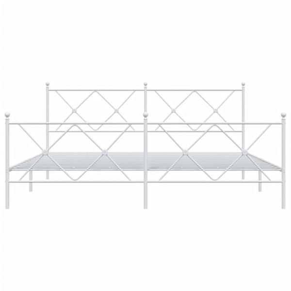 Bettgestell mit Kopf- und Fußteil Metall Weiß 183x213 cm