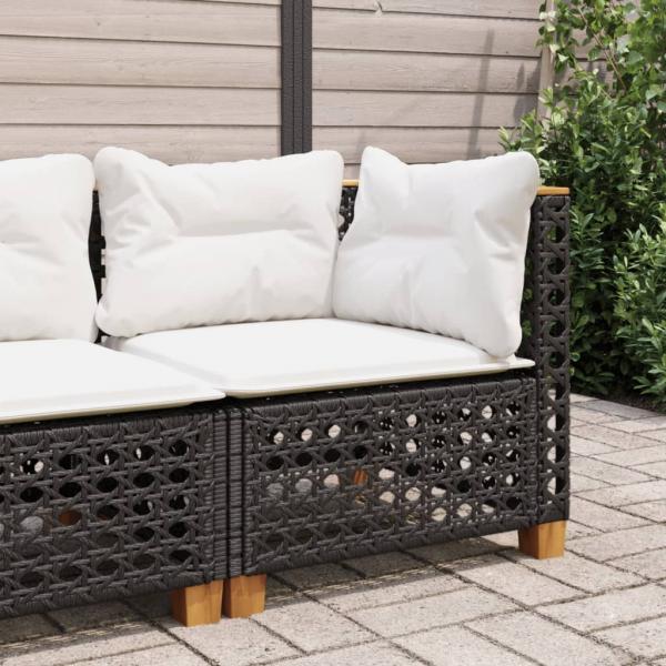 ARDEBO.de - Garten-Ecksofa mit Kissen Schwarz Poly Rattan