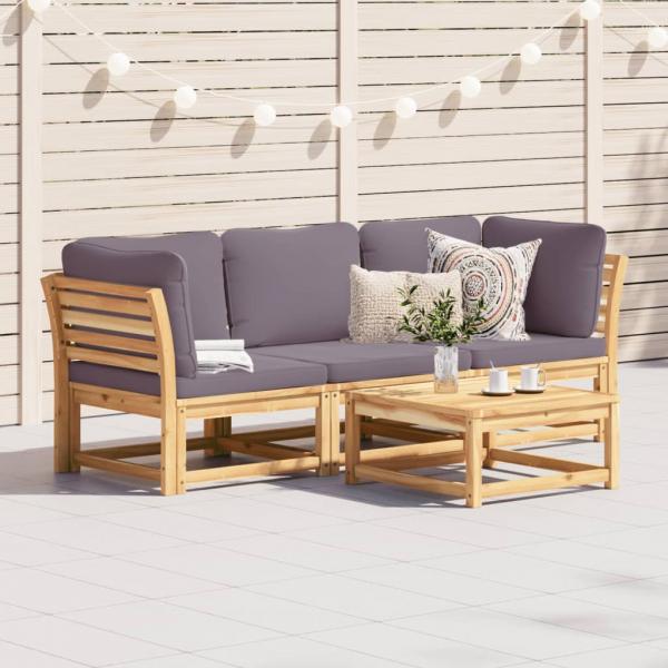 ARDEBO.de - 3-tlg. Garten-Lounge-Set mit Kissen Massivholz Akazie